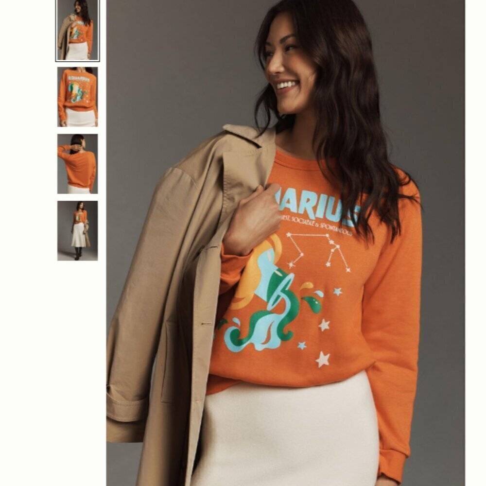 NWT Anthropologie Midnight Rider The Carolita Zodiac Aquarius Pullover Size 2XS